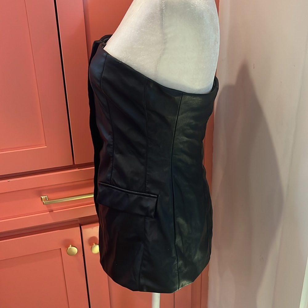 Peter Som Faux Leather Strapless Bustier Top - Picture 10 of 11